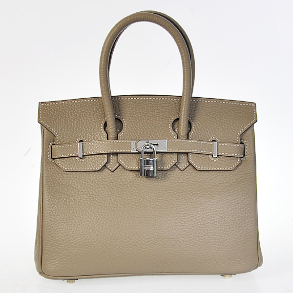 H25LSDGS Hermes Birkin 25CM pelle clemence in grigio scuro con S